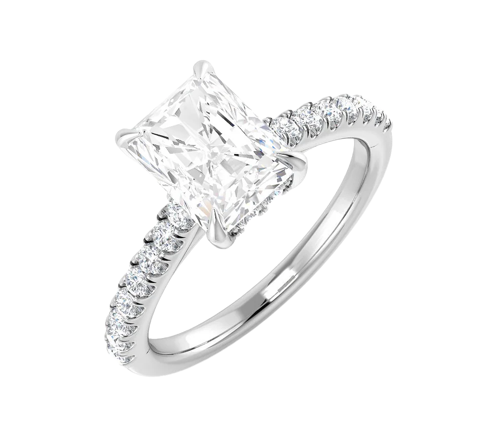 Radiant Cut Diamond Engagement Ring (White Gold)